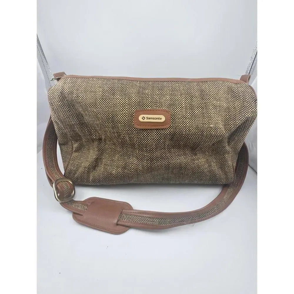 ​Vintage Samsonite Tapestry Duffle Bag Shoulder Strap 14 Tweed Pattern  (Stain)